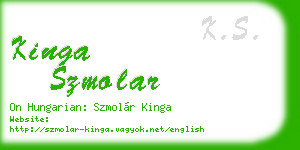 kinga szmolar business card